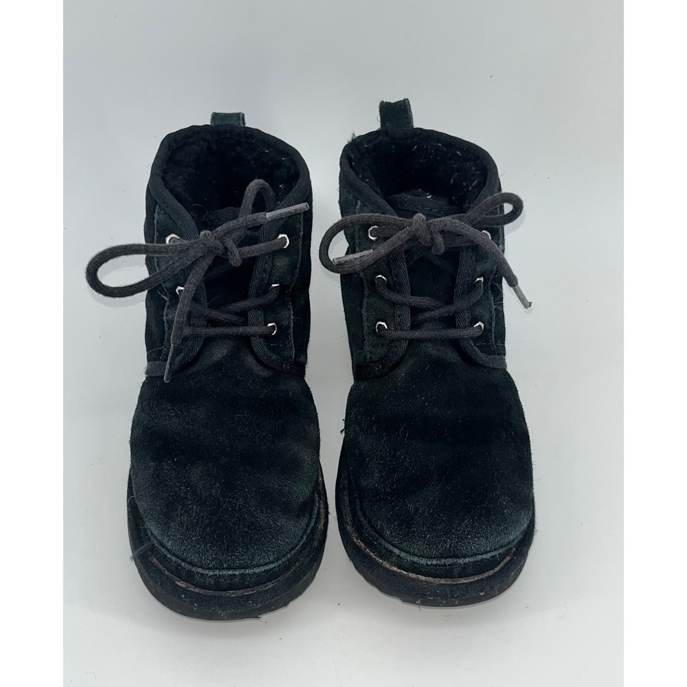 UGG Australia Kids Black Suede Leather‎ Lace Up Ankle Boots Size 5 Neumel ll